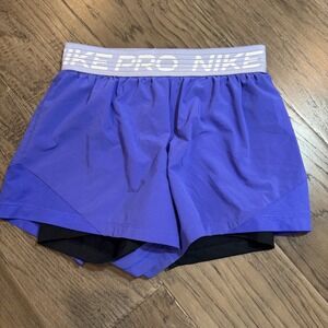 Nike Pro Dri Fit Purple Running Shorts Women's Size‎ S Athletic Layered